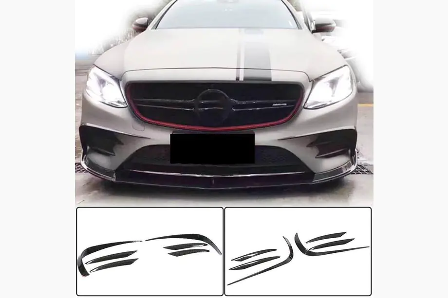 Mercedes E-class W213 2016-2023 Front Bumper Extensions V1 (for E43 AMG 2016-2019, Carbon) Image