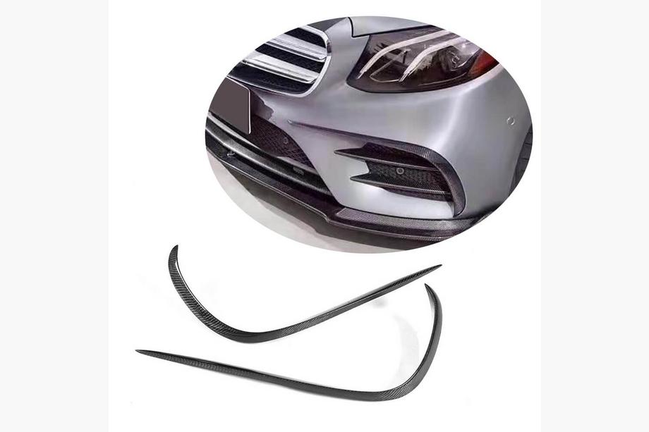Mercedes E-class W213 2016-2023 Front bumper extensions V2 (for E43 AMG 2016-2019, Carbon) Image