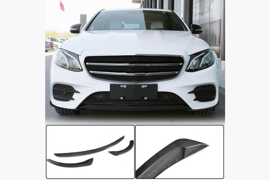 Mercedes E-class W213 2016-2023 Front Bumper Lip V2 for AMG-Line / E43 AMG 2016-2019, Carbon Image