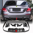 Mercedes E-class W213 2016-2023 Rear Bumper Diffuser with Tips V2 (for AMG/AMG-Line 2016-2019, Carbon) photo 1