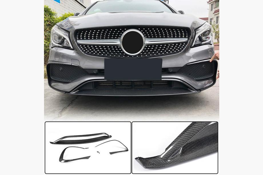 Mercedes CLA C117 2013-2019 Front Bumper Lip Spoiler (for AMG-Line SD 2017-2019, Carbon) Image