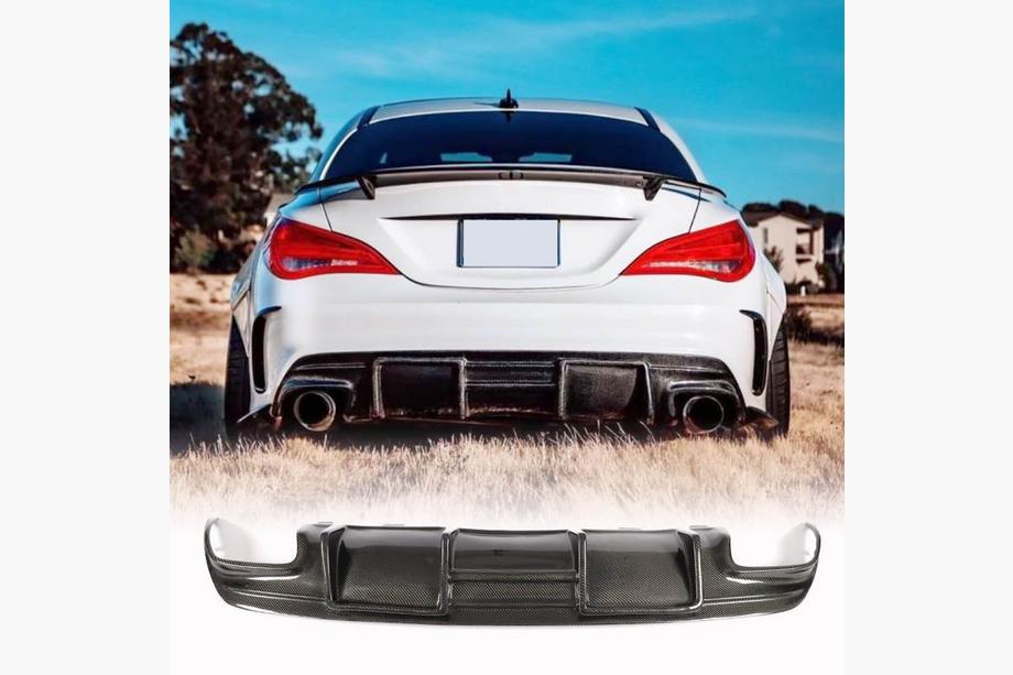 Mercedes CLA C117 2013-2019 Rear Bumper Diffuser V1 for AMG-Line / CLA45 AMG, Carbon Image