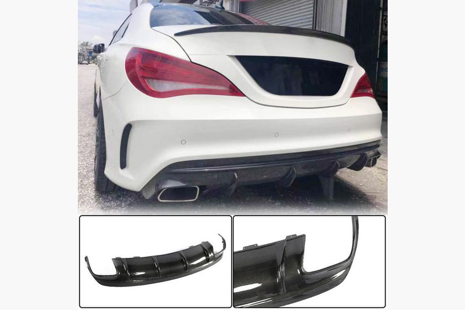 Mercedes CLA C117 2013-2019 Rear Bumper Diffuser for AMG-Line / CLA45 AMG 2017-2019, Carbon Photo 1