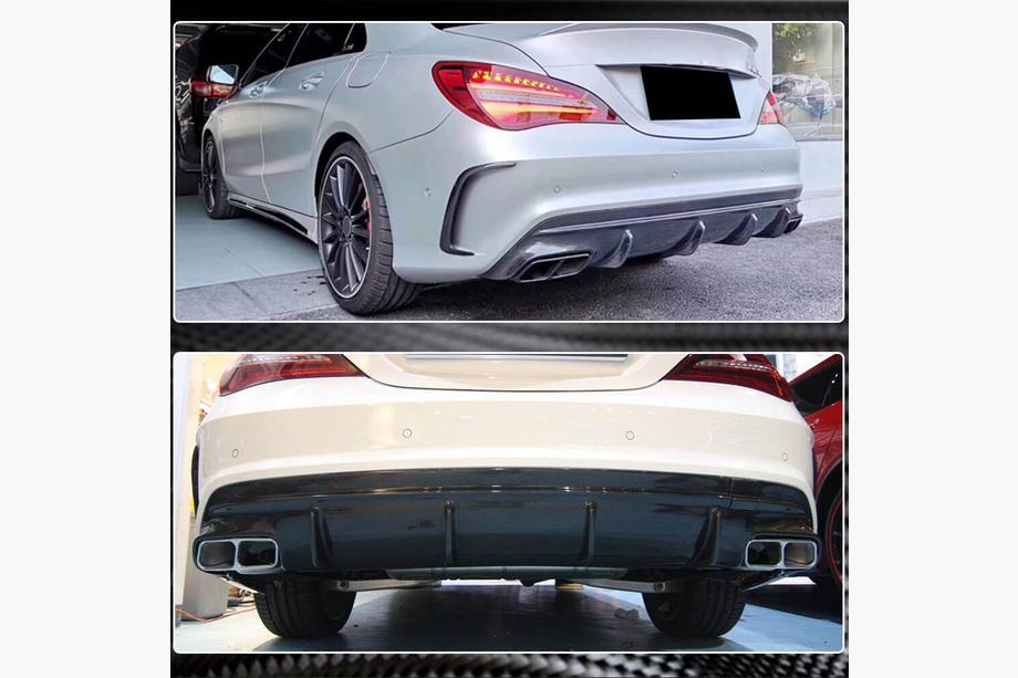 Mercedes CLA C117 2013-2019 Rear Bumper Diffuser for AMG-Line / CLA45 AMG 2017-2019, Carbon Photo 4