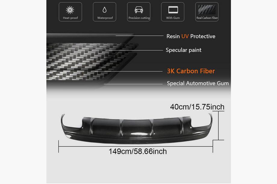 Mercedes CLA C117 2013-2019 Rear Bumper Diffuser for AMG-Line / CLA45 AMG 2017-2019, Carbon Photo 5