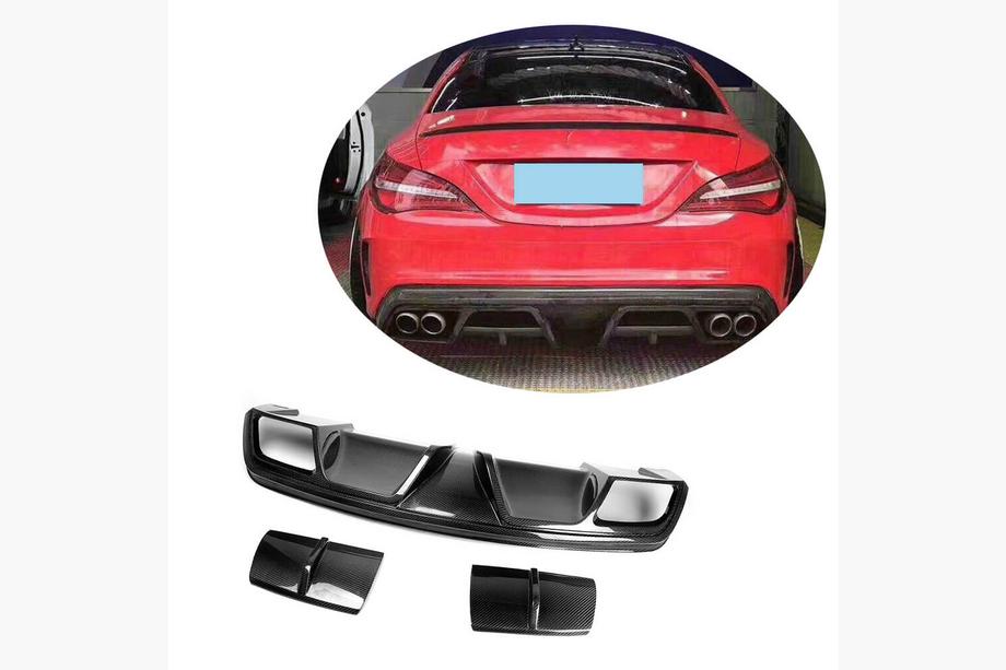 Mercedes CLA C117 2013-2019 Rear Bumper Diffuser V1 (for AMG-Line / CLA45 AMG 2013-2016, Carbon) Image