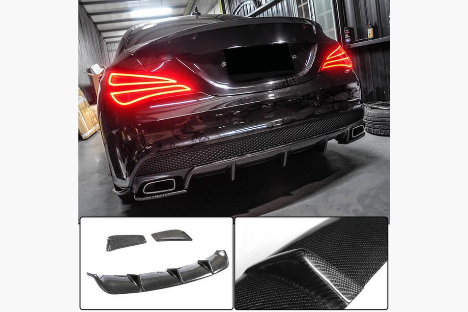 Mercedes CLA C117 2013-2019 Rear Bumper Diffuser V2 (for AMG-Line / CLA45 AMG 2013-2016, Carbon) Image