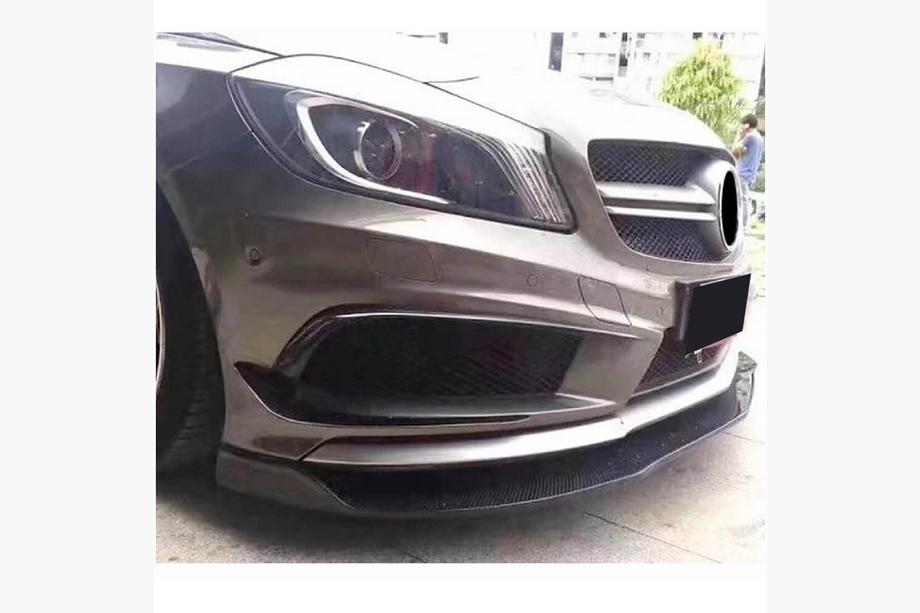 Mercedes A-class W176 2012-2018 Front Bumper Lip V1 for AMG-Line / A45 AMG HB 2013-2015, Carbon Photo 3