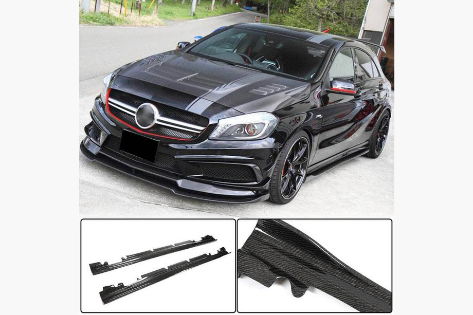 Mercedes A-class W176 2012-2018 Side Skirts V4 (Carbon) Image