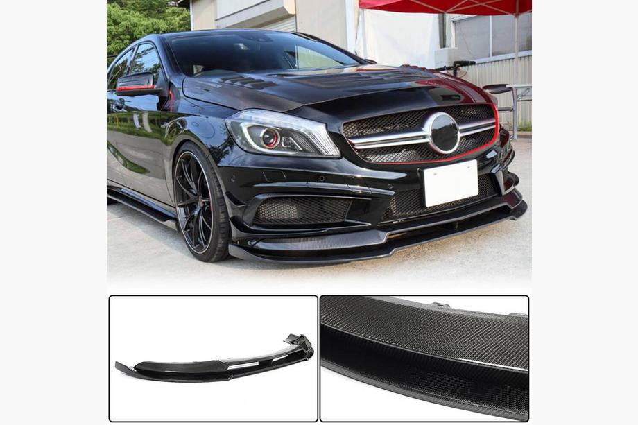 Mercedes A-class W176 2012-2018 Front Bumper Lip V2 (for AMG-Line / A45 AMG HB 2013-2015, Carbon) Image
