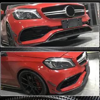 Front Bumper Lip Spoiler (for AMG-Line / A45 AMG HB 2016-2018, Carbon) photo 3