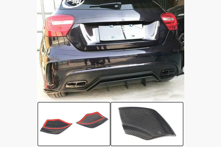 Mercedes A-class W176 2012-2018 Rear Bumper Flap Covers (for AMG-Line / A45 AMG HB, Carbon) Image