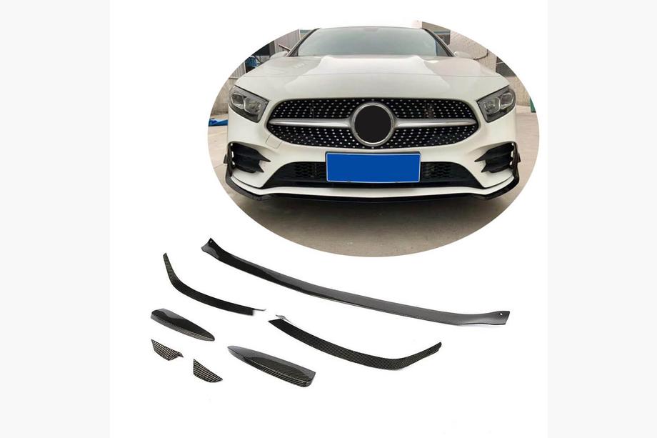 Mercedes A-class W177 2018- Front Bumper Lip V1 for AMG-Line SD 2018-2021 Carbon Image