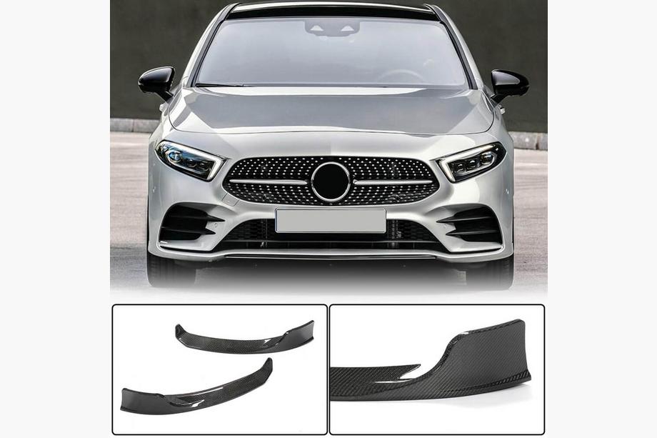 Mercedes A-class W177 2018- Front Bumper Flap Covers (for AMG-Line 2018-2021, Carbon) Photo 1