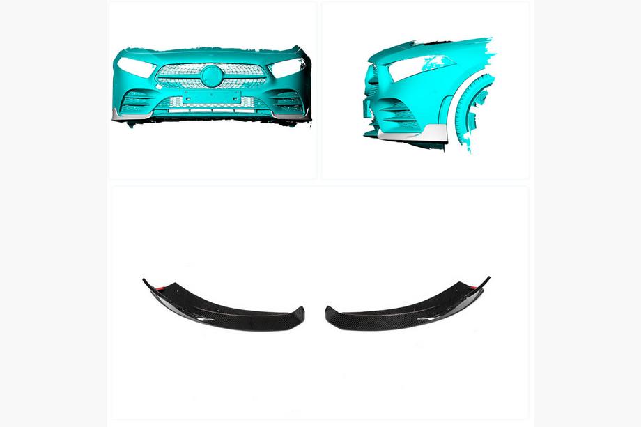 Mercedes A-class W177 2018- Front Bumper Flap Covers (for AMG-Line 2018-2021, Carbon) Photo 2