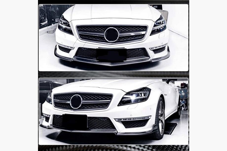 Mercedes CLS C218 2011-2018 Front Bumper Lip V1 Spoiler (for CLS63 AMG SD 2011-2014, Carbon) Photo 3