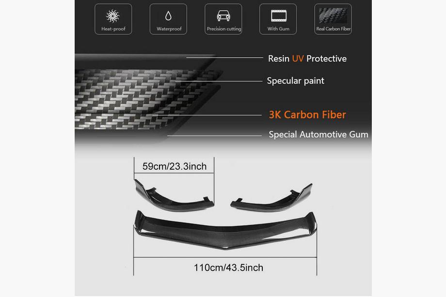 Mercedes CLS C218 2011-2018 Front Bumper Lip V1 Spoiler (for CLS63 AMG SD 2011-2014, Carbon) Photo 5