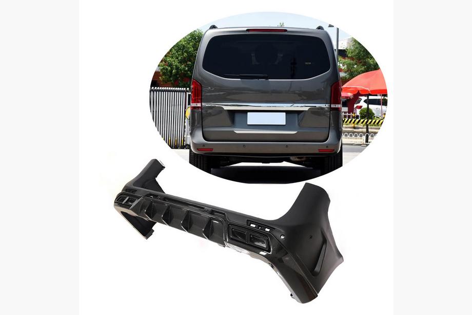 Mercedes Vito/V-class W447 2014- Rear bumper cover with diffuser (2014-2019, Plastic + Carbon) Image