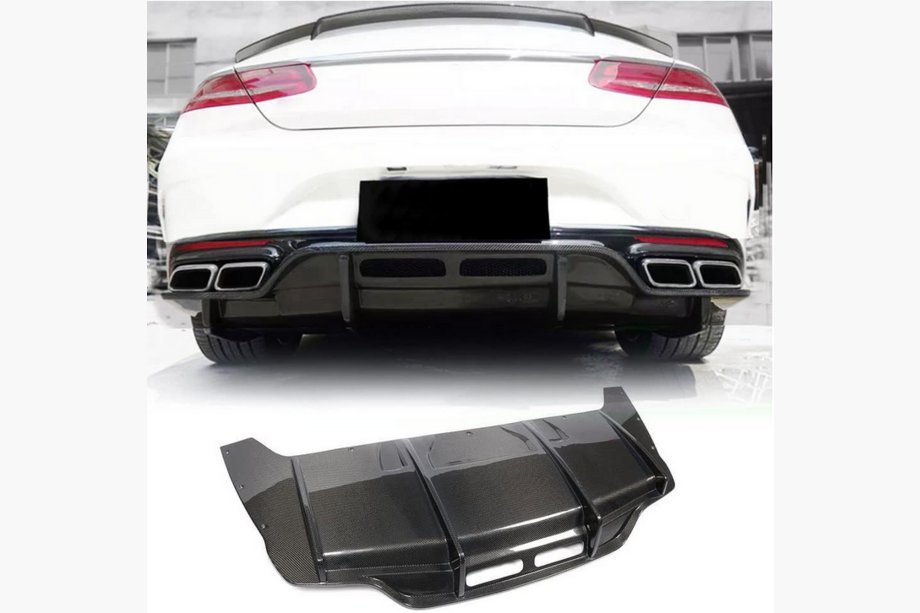 Mercedes S-class C217 Coupe 2014-2020 Rear Bumper Diffuser for AMG-Line 2015-2018, Carbon Image