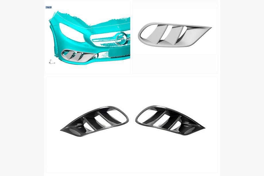 Mercedes S-class C217 Coupe 2014-2020 Front bumper inserts (for AMG-Line 2015-2018, dry carbon) Photo 2