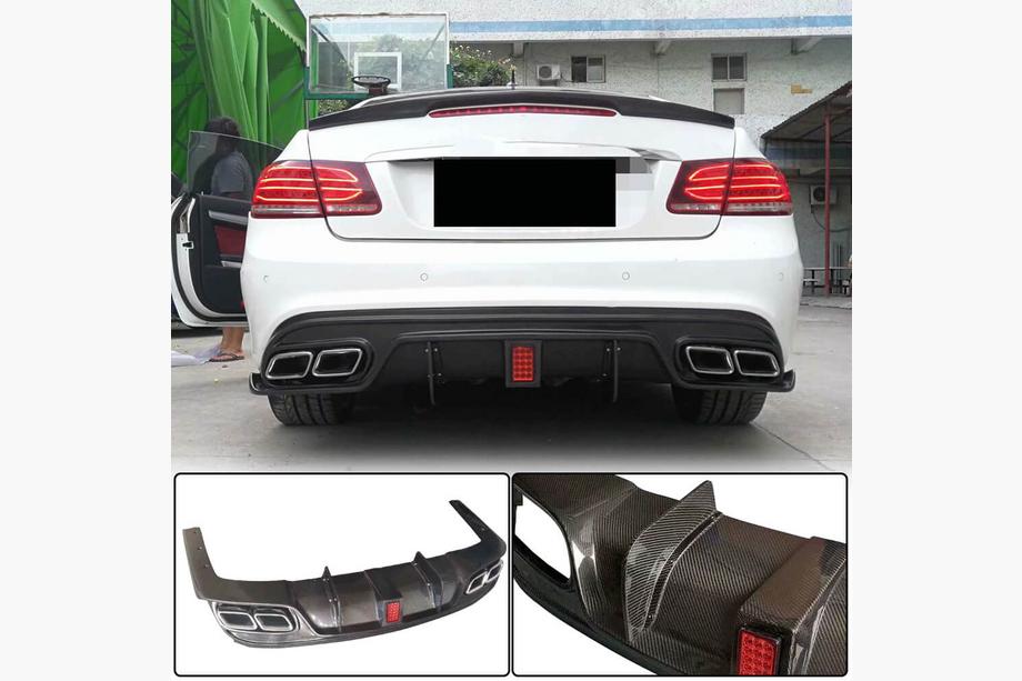 Mercedes E-class coupe C207 2010-2017 Rear Bumper Diffuser for AMG-Line 2014-2016, Carbon Image