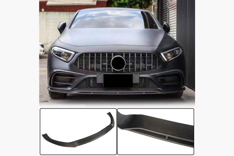 Mercedes CLS C257 2018- Front Bumper Lip Spoiler (for AMG/AMG-Line 2018-2020, Carbon) Photo 1