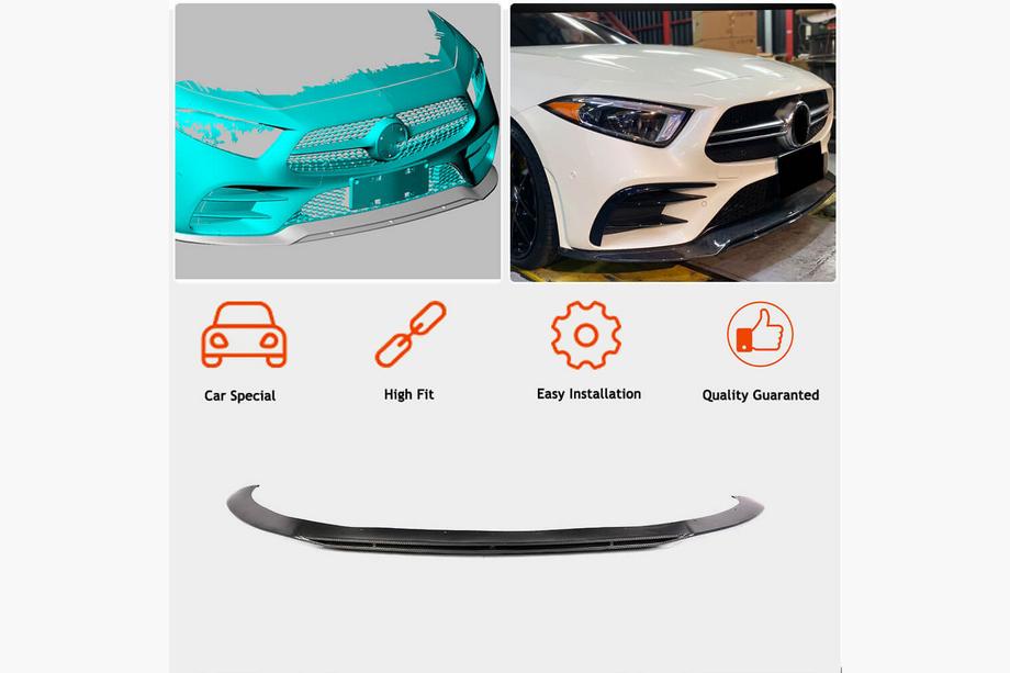 Mercedes CLS C257 2018- Front Bumper Lip Spoiler (for AMG/AMG-Line 2018-2020, Carbon) Photo 2