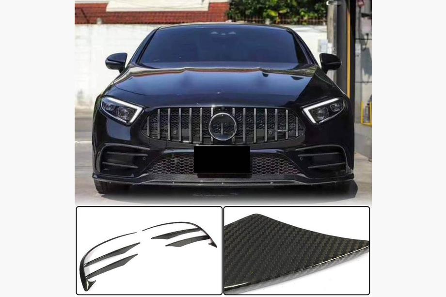 Mercedes CLS C257 2018- Front Bumper Extensions (for AMG-Line 2018-2020, Carbon) Image