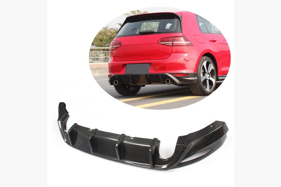 Volkswagen Golf 7/E-Golf 2012-2020 Rear Bumper Diffuser V1 (for Base/GTI HB 2012-2017, Carbon) Image