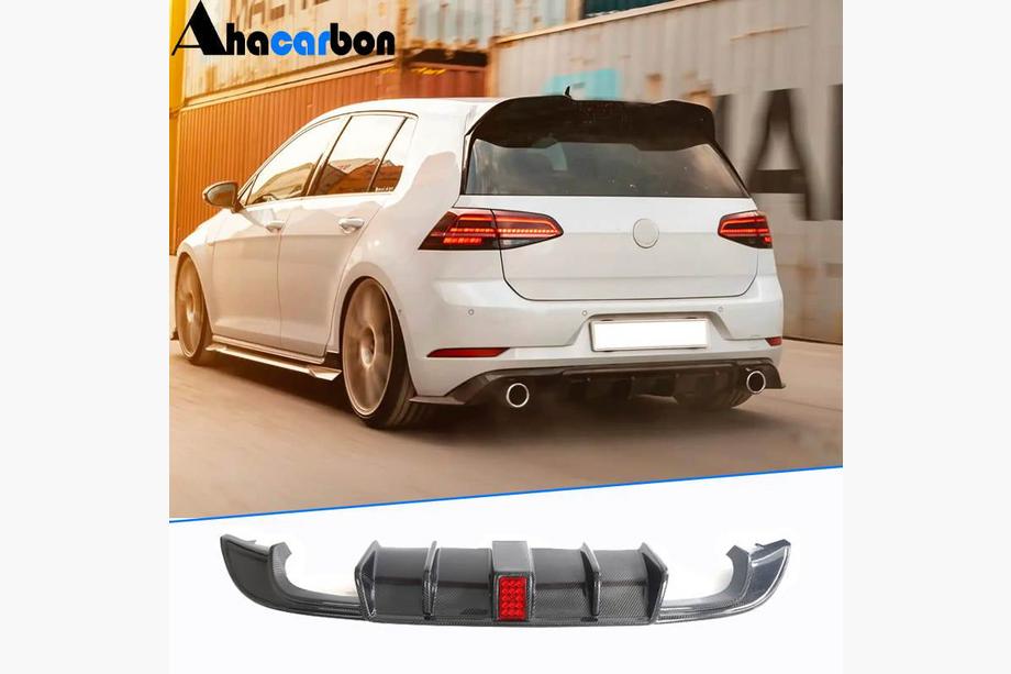 Volkswagen Golf 7/E-Golf 2012-2020 Rear Bumper Diffuser (for R-Line HB 2017-2020, Carbon) Image