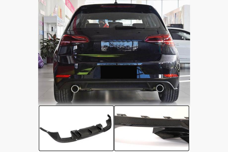 Volkswagen Golf 7/E-Golf 2012-2020 Rear Bumper Diffuser (for Base/GTI HB 2017-2020, Carbon) Photo 1