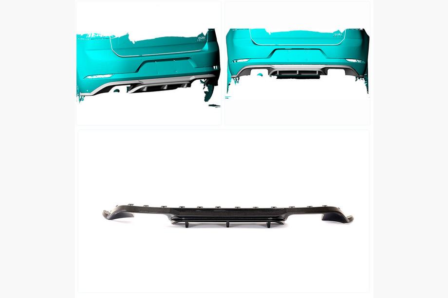 Volkswagen Golf 7/E-Golf 2012-2020 Rear Bumper Diffuser (for Base/GTI HB 2017-2020, Carbon) Photo 2