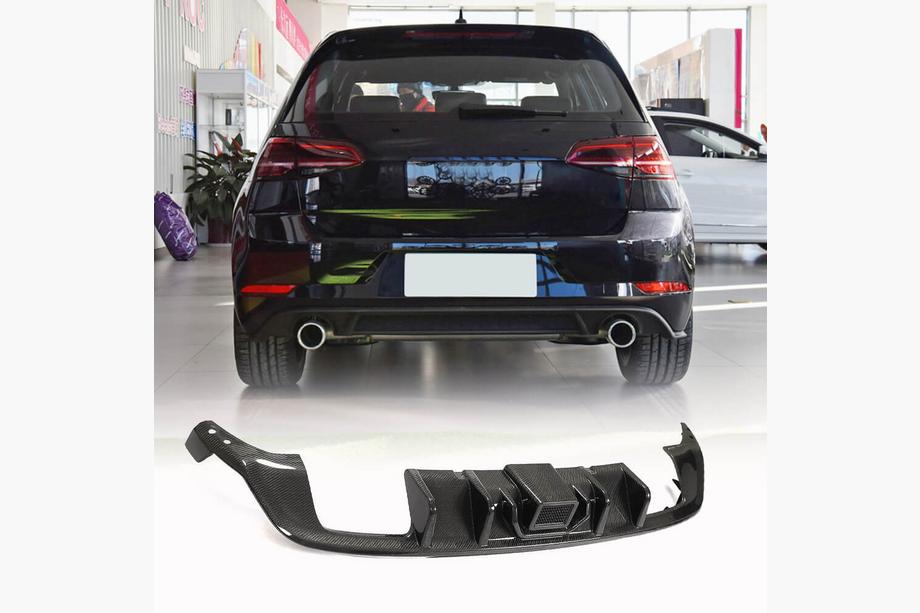 Volkswagen Golf 7/E-Golf 2012-2020 Rear Bumper Diffuser (for Base/R/GTI HB 2017-2020, Carbon) Image