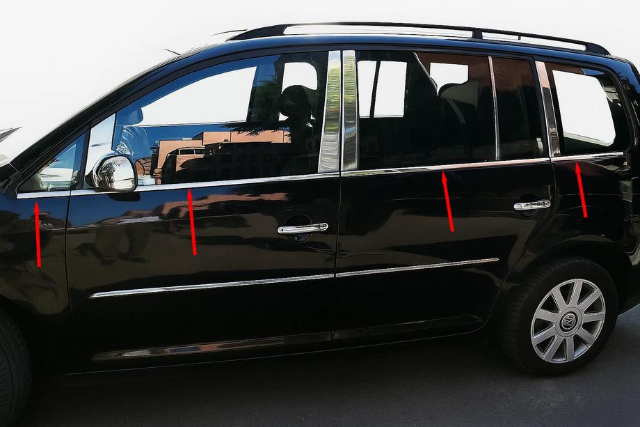 Volkswagen Touran 2003-2010 Exterior window trim stainless steel (8 pcs) Carmos - Turkish Stainless Steel Photo 1