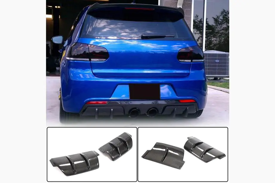 Volkswagen Golf 6 2008-2014 Rear Bumper Diffuser V2 for R/R20 HB 2010-2013, Carbon Image