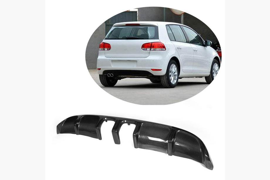 Volkswagen Golf 6 2008-2014 Rear Bumper Diffuser V2 (for Base HB 2010-2013, Carbon) Image