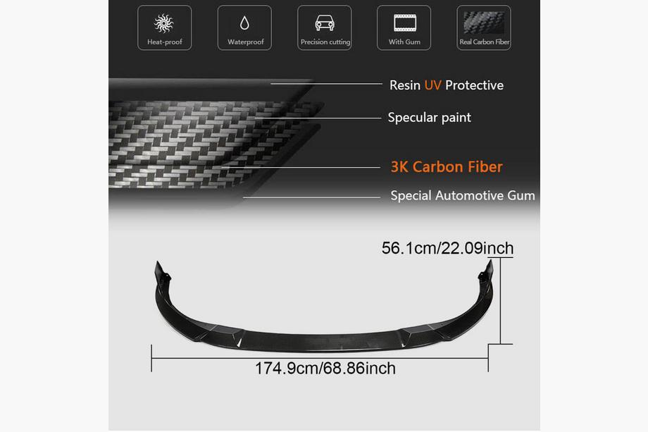 Volkswagen Golf 8 2019- Front Bumper Lip Spoiler (for GTI HB, Carbon) Photo 4