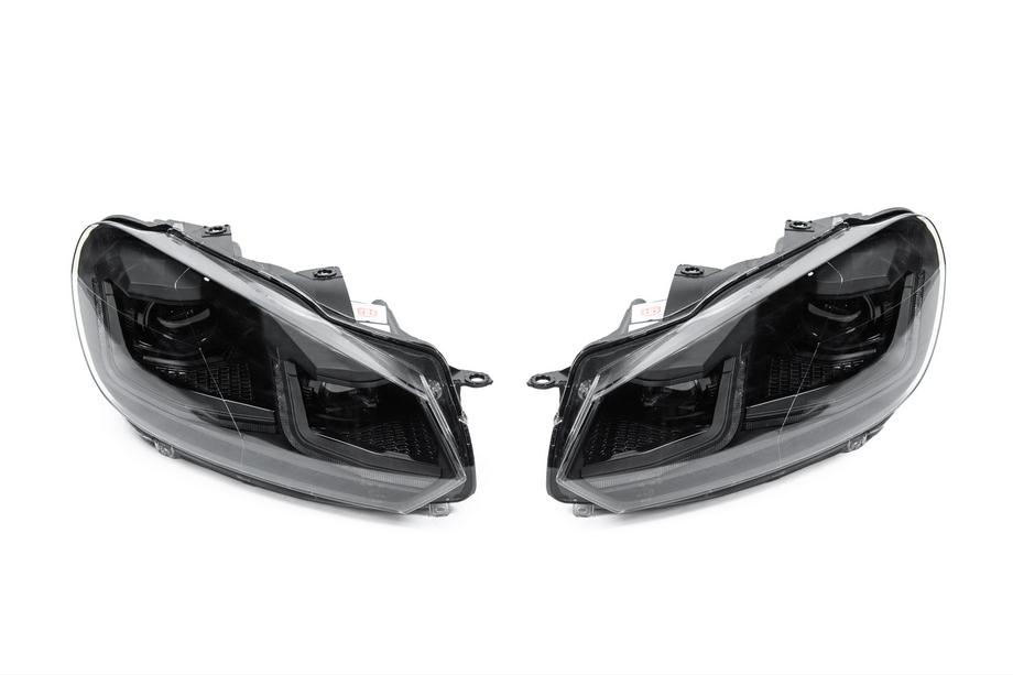 Volkswagen Golf 6 2008-2014 Front headlights Golf 7 Style Black (without control units, 2 pcs) Photo 1