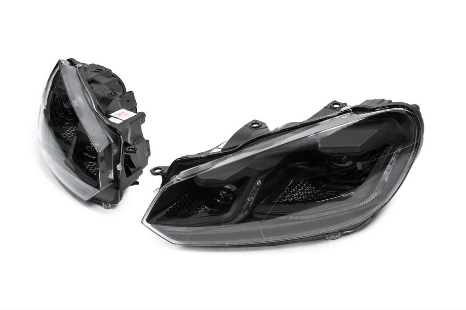 Volkswagen Golf 6 2008-2014 Front headlights Golf 7 Style Black (without control units, 2 pcs) Photo 2