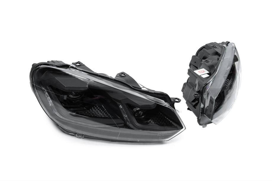 Volkswagen Golf 6 2008-2014 Front headlights Golf 7 Style Black (without control units, 2 pcs) Photo 4
