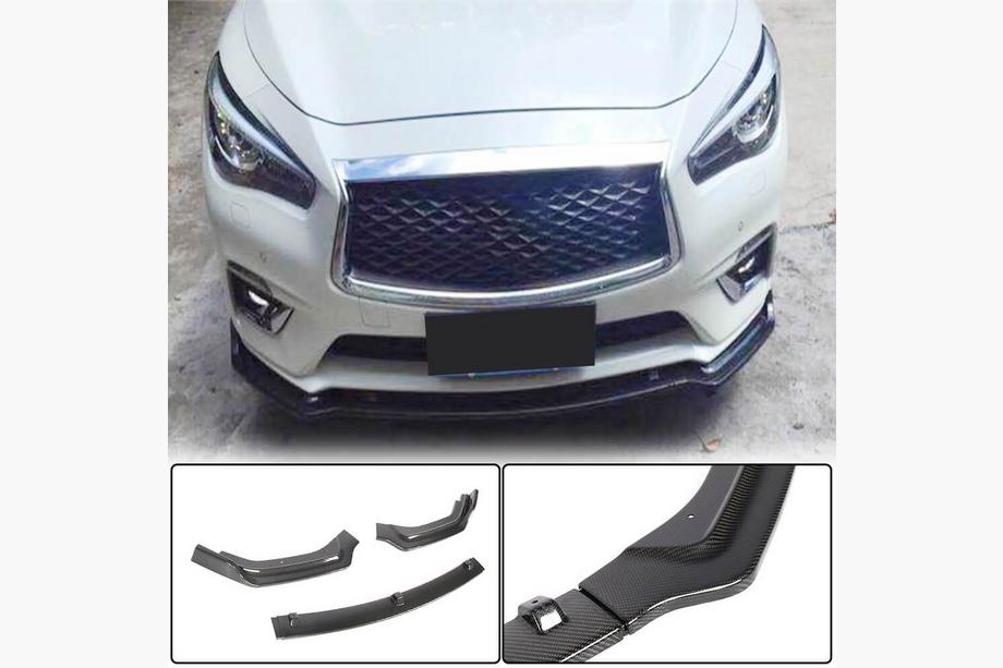 Infiniti Q50/Q60 2013-2024 Front Bumper Lip V2 for Q50 Base 2018-2023, Carbon Photo 1
