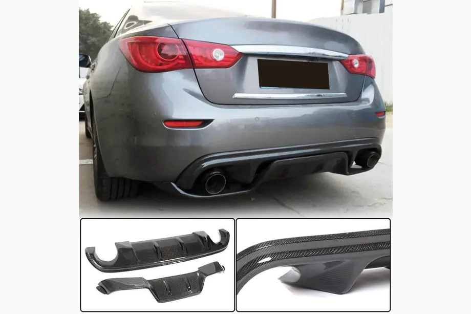 Infiniti Q50/Q60 2013-2024 Rear Bumper Diffuser V3 for Q50 Base/Sport 2014-2017, Carbon Image