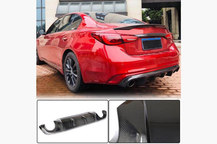 Infiniti Q50/Q60 2013-2024 Rear Bumper Diffuser V2 for Q50 Base/Sport 2018-2023 Carbon Image