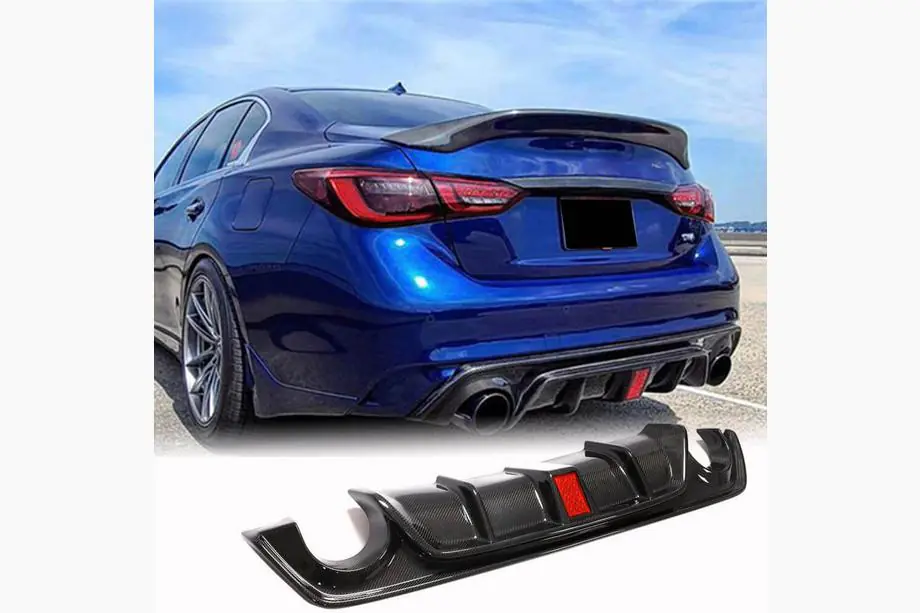 Infiniti Q50/Q60 2013-2024 Rear Bumper Diffuser V4 (for Q50 Base/Sport 2018-2023, Carbon) Photo 2