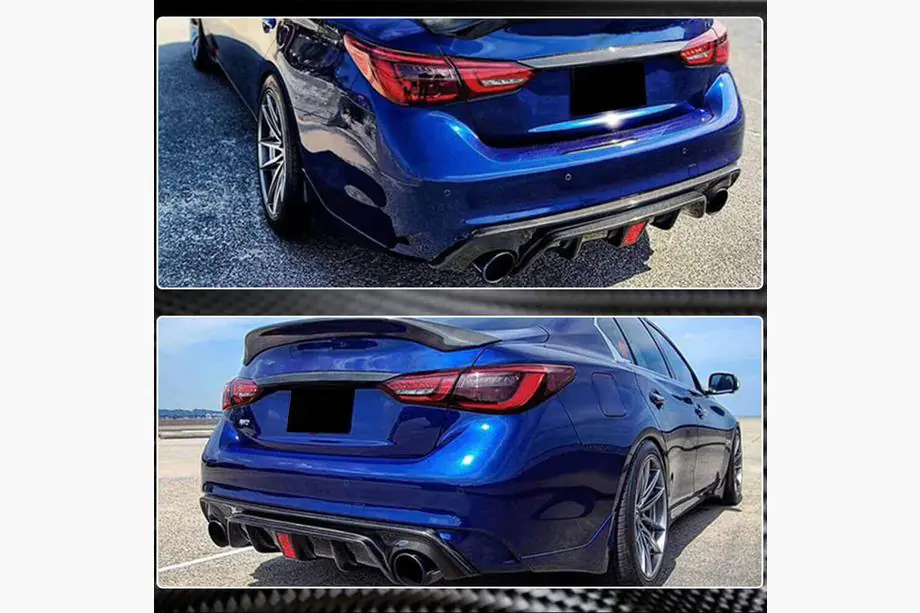 Infiniti Q50/Q60 2013-2024 Rear Bumper Diffuser V4 (for Q50 Base/Sport 2018-2023, Carbon) Photo 5