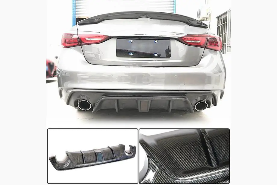 Infiniti Q50/Q60 2013-2024 Rear Bumper Diffuser V4 (for Q50 Base/Sport 2018-2023, Carbon) Photo 8