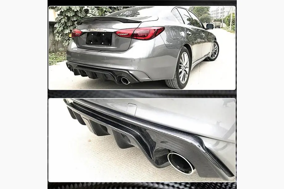 Infiniti Q50/Q60 2013-2024 Rear Bumper Diffuser V4 (for Q50 Base/Sport 2018-2023, Carbon) Photo 10