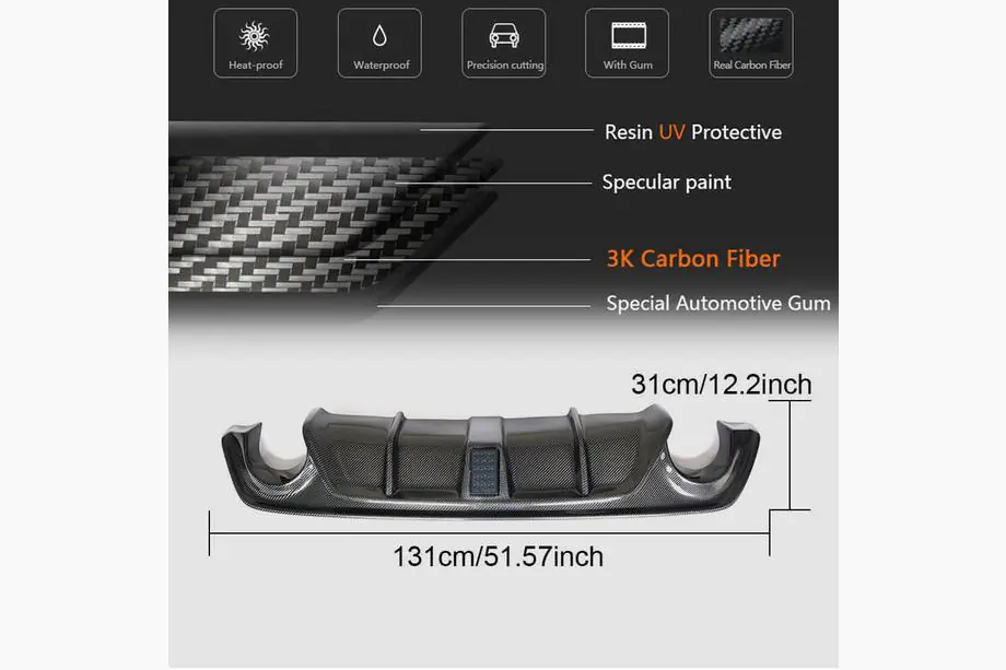Infiniti Q50/Q60 2013-2024 Rear Bumper Diffuser V4 (for Q50 Base/Sport 2018-2023, Carbon) Photo 11