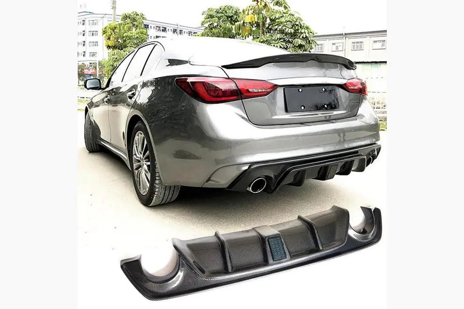Infiniti Q50/Q60 2013-2024 Rear Bumper Diffuser V4 (for Q50 Base/Sport 2018-2023, Carbon) Photo 15