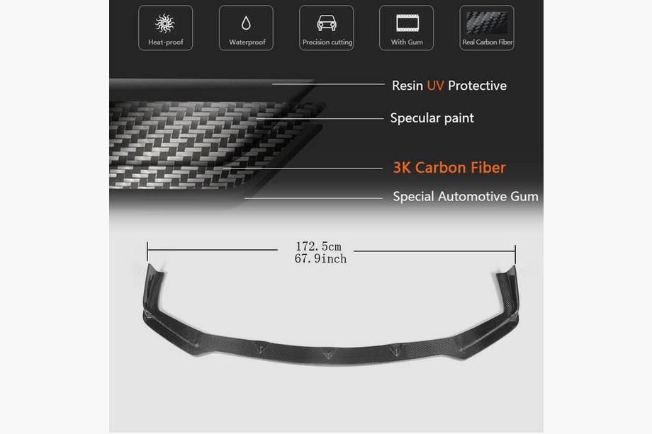Infiniti Q50/Q60 2013-2024 Front Bumper Lip V2 for Q50 Sport 2014-2017 Carbon Photo 5